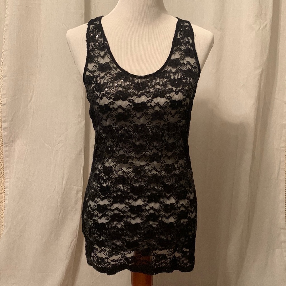 Sheer glittery tank